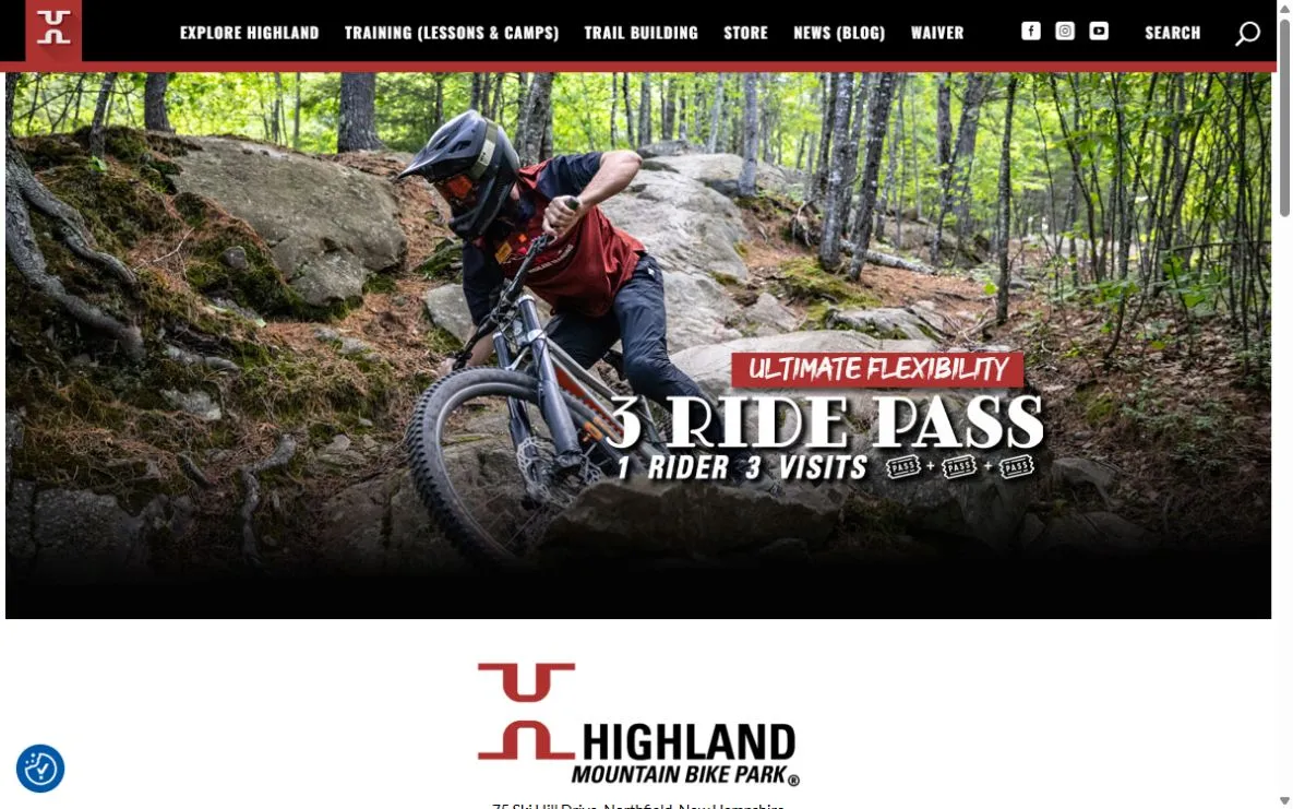 Highland Mountain Bike Park website preview