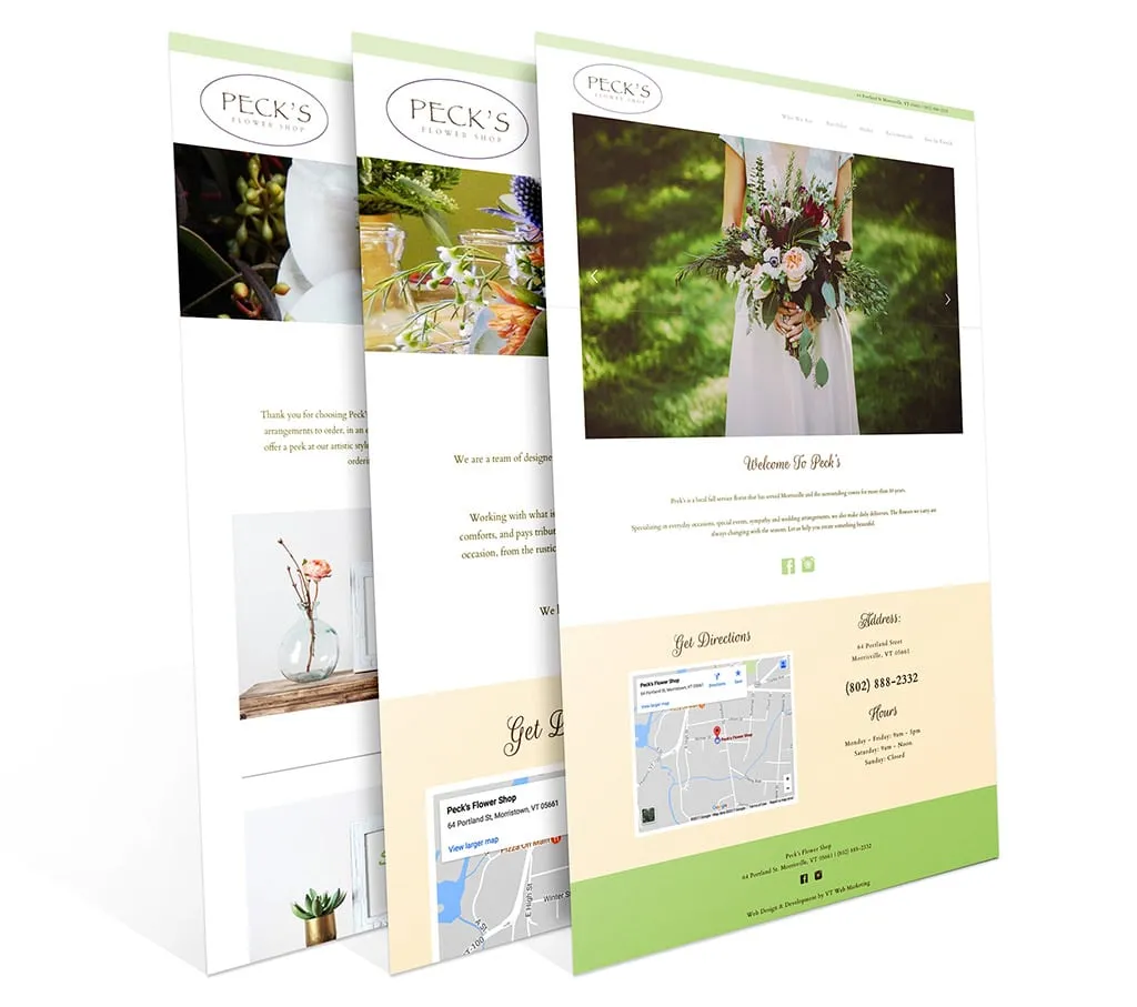 Peck’s Flower Shop — vista del sitio web